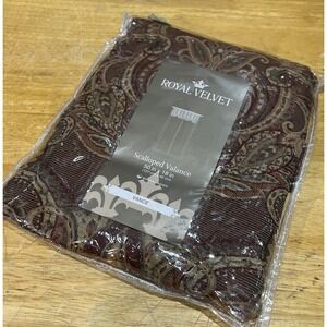 Royal Velvet Vance Paisley Brick Red‎ Scalloped Valance Fringe 50x18"